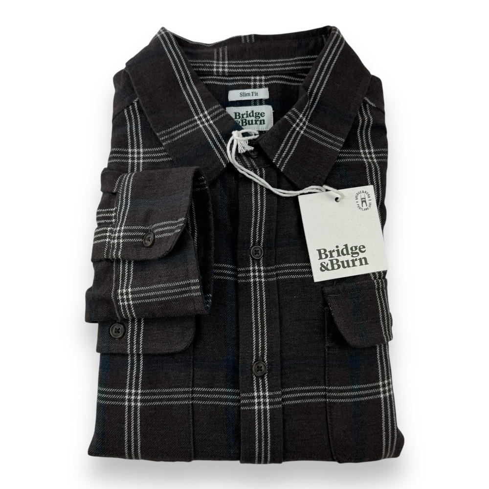 Bridge‎ & Burn NWT Cole Long Sleeve Slim Fit Plaid Shirt Mens Size Small